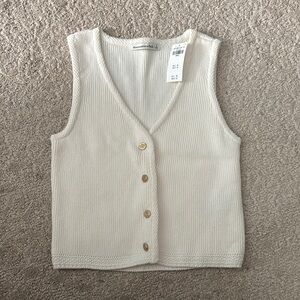 Abercrombie & Fitch Ivory Button-Down Tank Top
